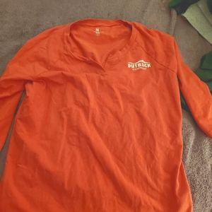 Coral colored 3/4 sleeve cotton pullover shirt size xl outback steakhouse
